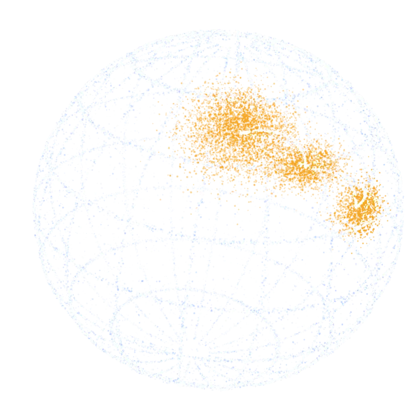 The globe drawn in particles, a still