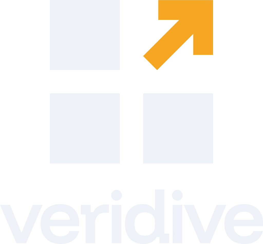 veridive logo, stacked lockup on dark